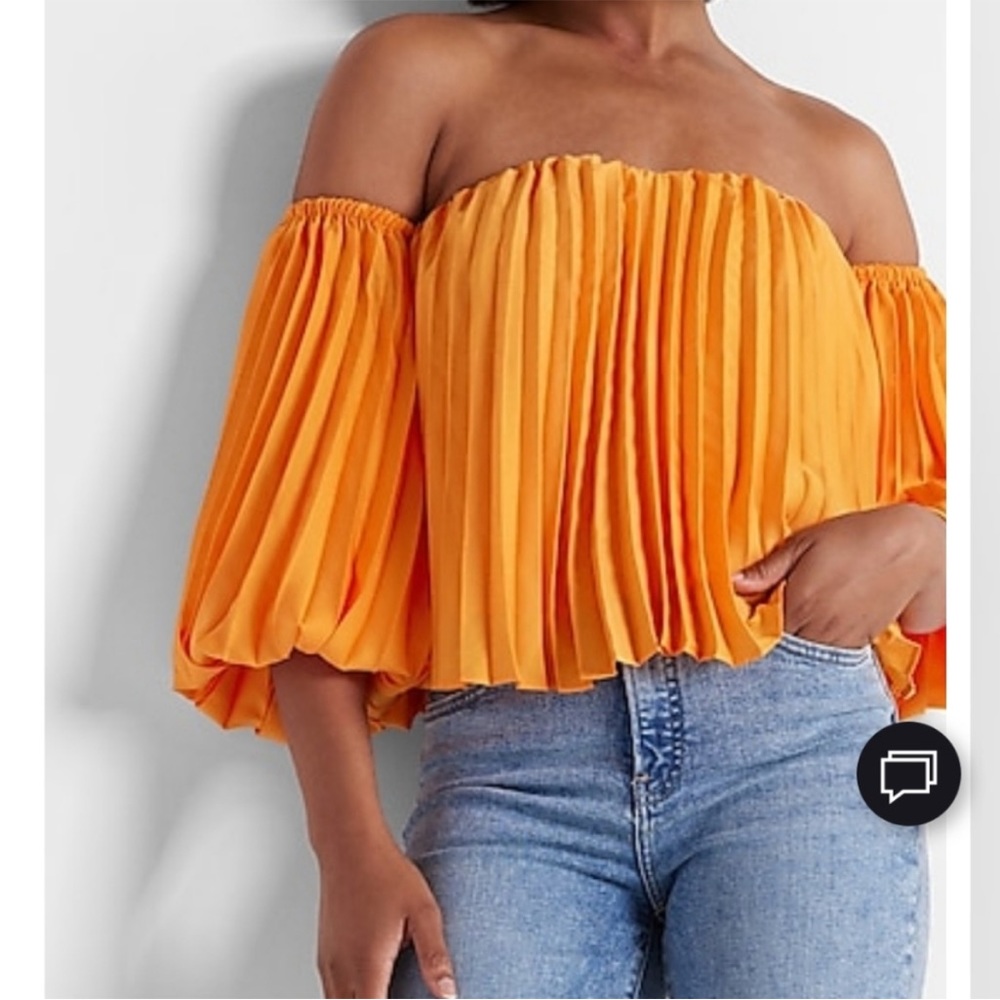 NWT Express Pleated Off The Shoulder Balloon Sleeve Top